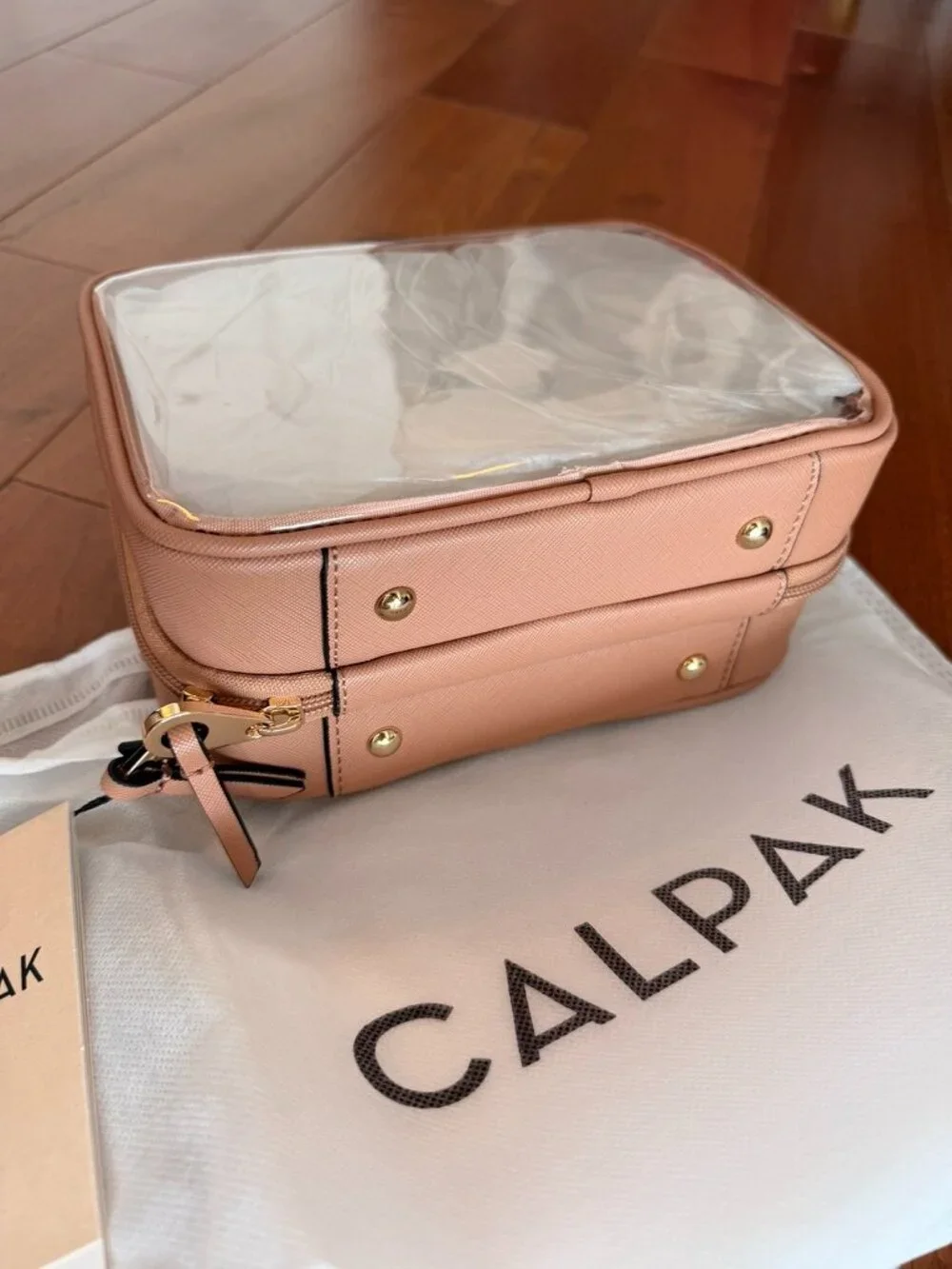 CALPAK Clear Cosmetic Case Blush Pink NWT